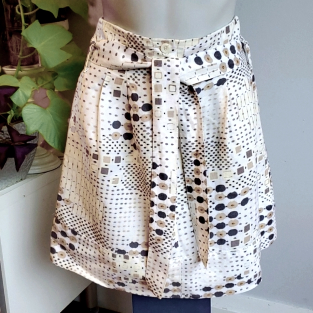 Sandro linen print paper bag skirt, US 6 Sandro size 2